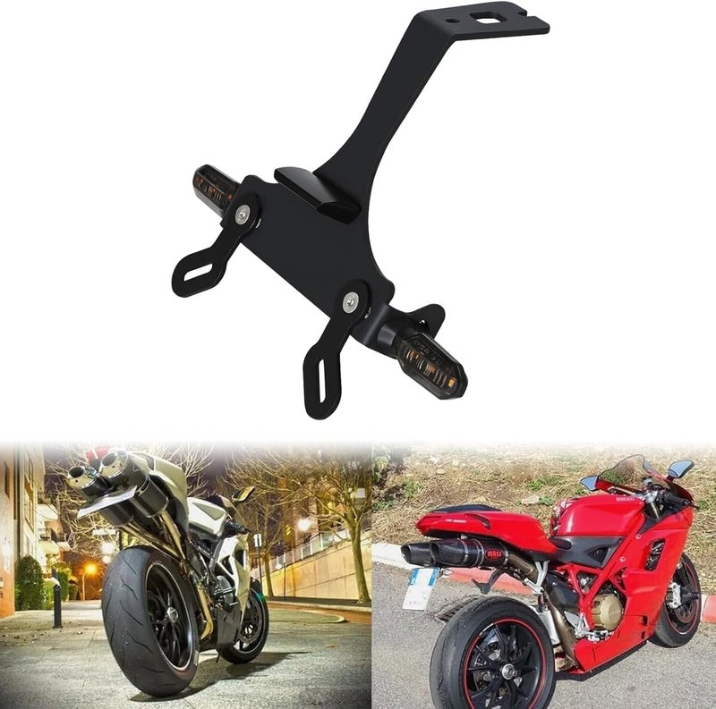 janice Fender Eliminator LED Turn Signal Compatible with 1098 848 1198, 848 (2008 2009 2010) / 848 EVO (2011 2012 2013) /1098 (2007 2008) /1198 (2009 2010 2011) Tail Tidy License Plate Mount (Smoke) - Image 1